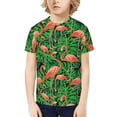 thumbnail image 1 of Fuzoiu Flamingo Print Boys' Casual T-Shirt,Crewneck Undershirts,Boys Athletic Shirt,Short Sleeve T-Shirts for Outdoor Play, 1 of 7