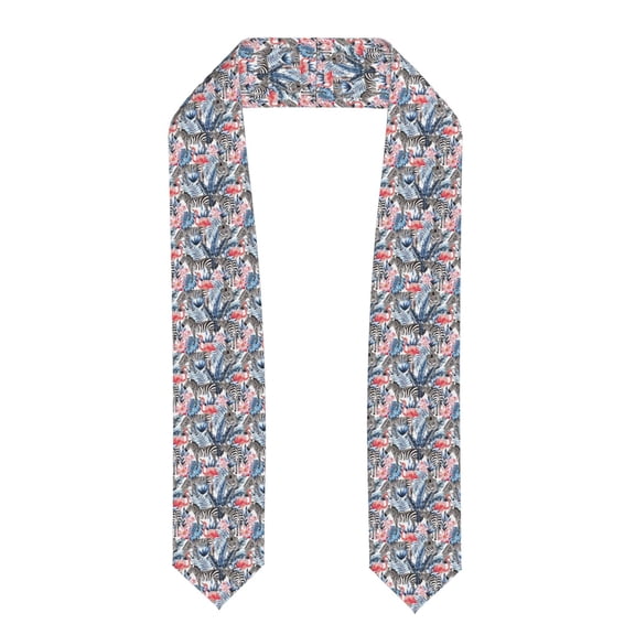 Fuzoiu Flamingo And Zebra Print Graduation Sash,Graduation Stole,Unisex Adult Graduation Stole Shawl 91" Long,for Academic Commencements Shawl-Flattened