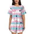 thumbnail image 1 of Fuzoiu Flamingo1 Print Women's Short-Sleeved Pajama Set,Lounge Sleepwear Set,Womens Pajama Sets 2 Piece,Button-Up Top and Shorts with Pockets-XX-Large, 1 of 7