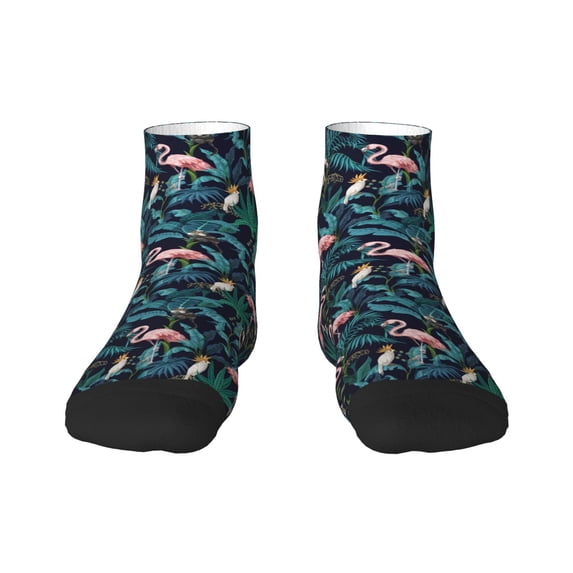 Fuzoiu Flamingos And Birds Print Adult Socks, Crew Moisture-wicking Socks, Unisex Cushion Crew Socks,Casual Sports Ankle Socks