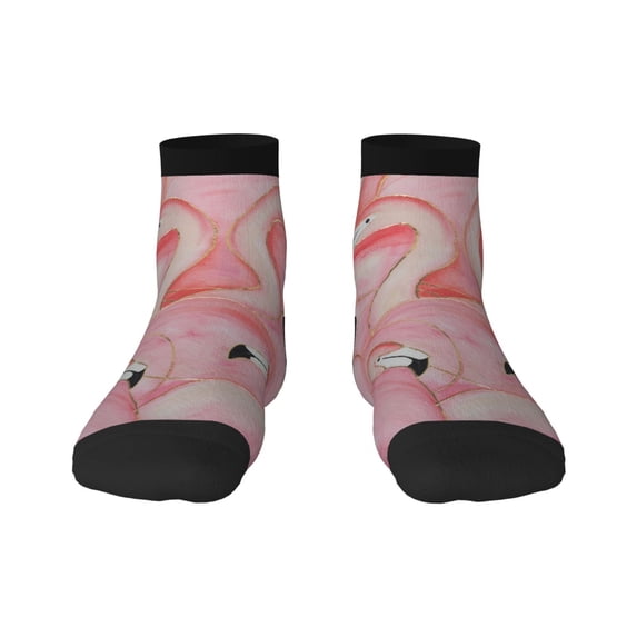 Fuzoiu Flamingos Print Adult Socks, Crew Moisture-wicking Socks, Unisex Cushion Crew Socks,Casual Sports Ankle Socks