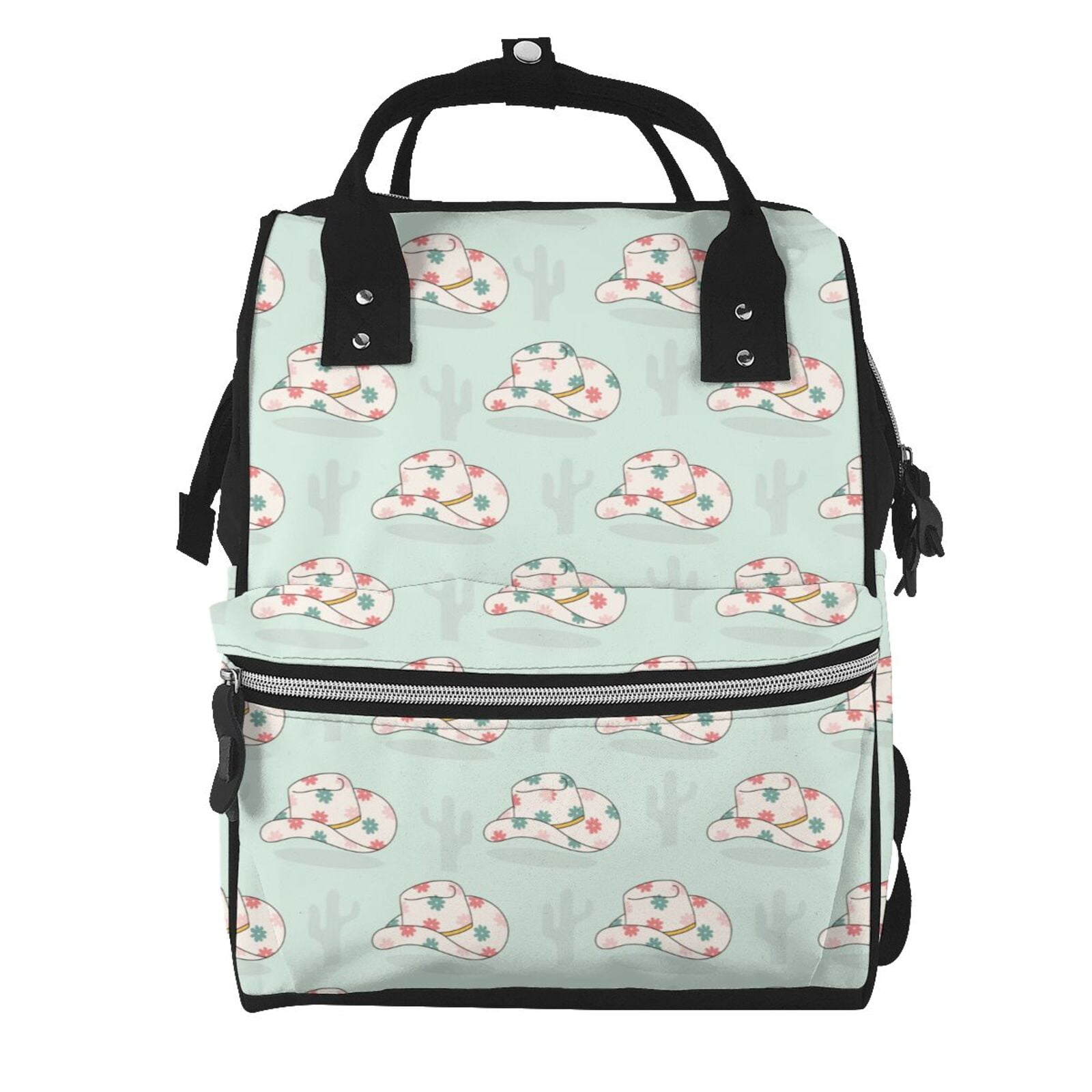 Fuzoiu Flora Daisy Cactus Print Diaper Bag Backpack,Baby Essentials Travel Tote,Multi function Waterproof Diaper Bag, Travel Essentials Baby Bag - Unisex