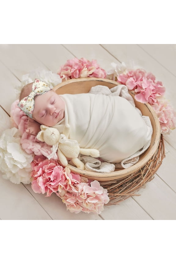 Floral Print Baby Bow Headband for Newborns, Baby Girl Head Wrap,Baby Shower Gift,Stretchy Hair Accessories for Newborn Infant Toddlers Kids