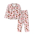 thumbnail image 1 of Fuzoiu Floral Strawberr Print Women's Long-Sleeved Pajama,Lounge Button Down Nightwear,Womens Notch Collar Pajama Set-XX-Large, 1 of 7