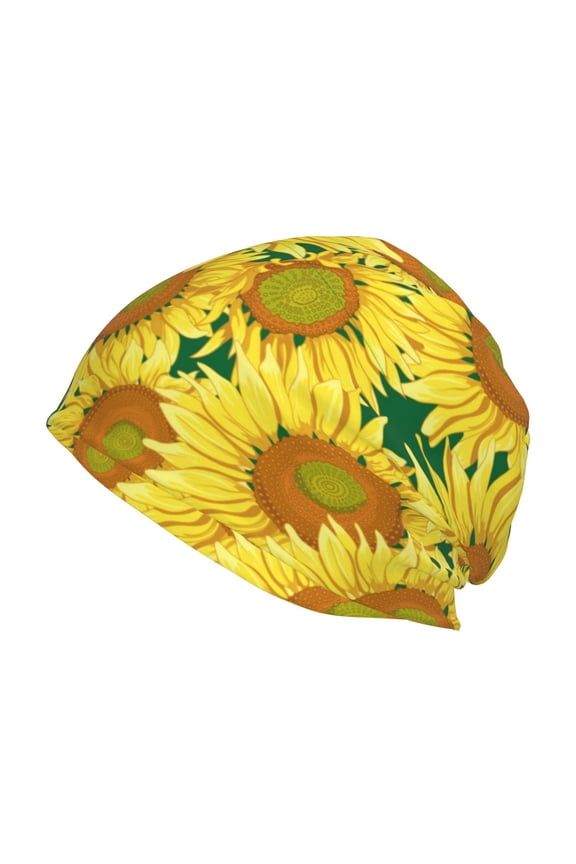 Floral Sunflowers Print Winter Beanie Hat for Men & Women,Warm Knit Cap,Women Windproof Watch Hat,Knit Warm Unisex Beanie