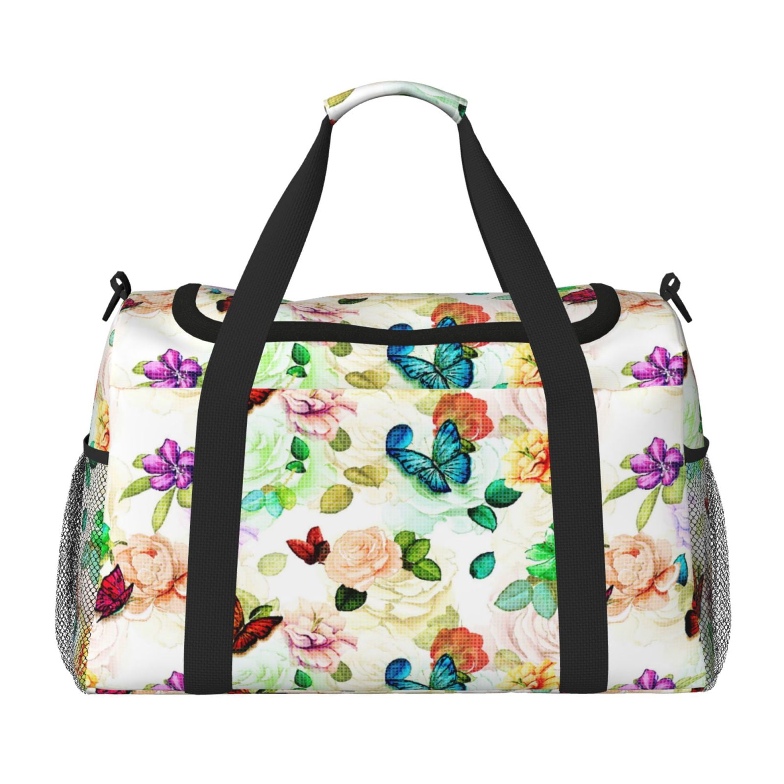 Fuzoiu Floral Vintage Print Travel Duffle Bag,Carry On Tote Bags,Duffel Bag,Sport Gym Bag, Hospital Bag for Labor and Delivery, Overnight Bag,Luggage Bag