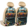 thumbnail image 1 of Fuzoiu Flower Covered Vintage Car Print 2 Pack Kick Mat Back Seat Protector With 3 Storage Pockets, Universal Car Seat Back Organizer For Kids Pets, Waterproof Backseat Protector For Most Car, 1 of 8