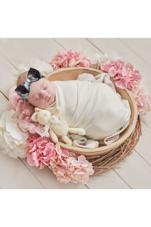 Flower Crown White Horse Print Baby Bow Headband for Newborns, Baby Girl Head Wrap,Baby Shower Gift,Stretchy Hair Accessories for Newborn Infant Toddlers Kids
