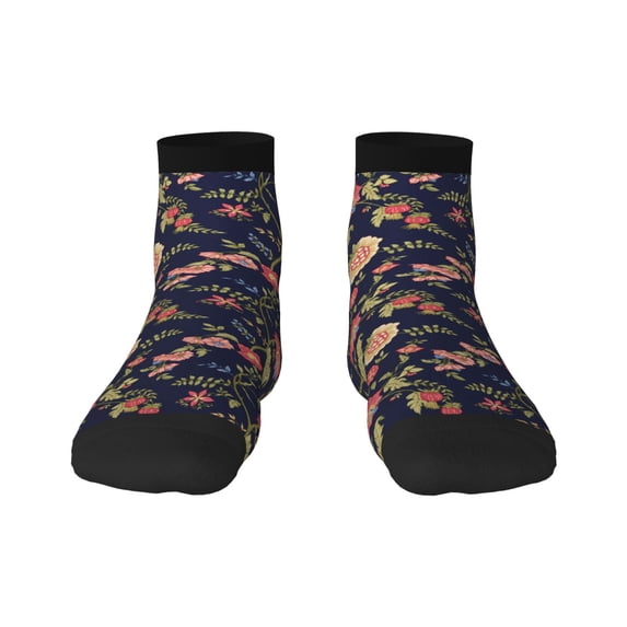 Fuzoiu Flower Print Adult Socks, Crew Moisture-wicking Socks, Unisex Cushion Crew Socks,Casual Sports Ankle Socks