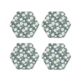 thumbnail image 1 of Fuzoiu Flower Print Leather Coasters Set,Drink Coasters Set of 4,for Tabletop Protection, Durable PVC Coasters,Home Décor and Housewarming Gift-Hexagon, 1 of 6