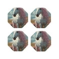 thumbnail image 1 of Fuzoiu Flower White Horse (2) Print Leather Coasters Set,Drink Coasters Set of 4,for Tabletop Protection, Durable PVC Coasters,Home Décor and Housewarming Gift-Octagon, 1 of 6