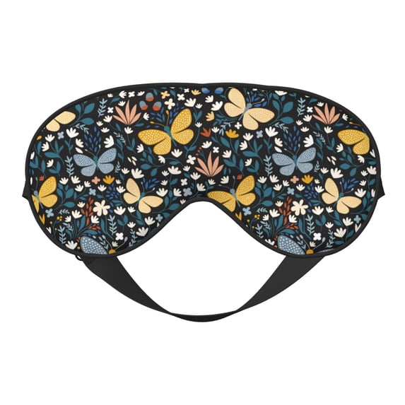 Fuzoiu Flowers Butterfly Print Sleep Masks,Eye Masks with Adjustable Strap for Sleeping,Night Eye Shade for Women Men,Eye Cover for Full Night's Sleep, Travel and Nap