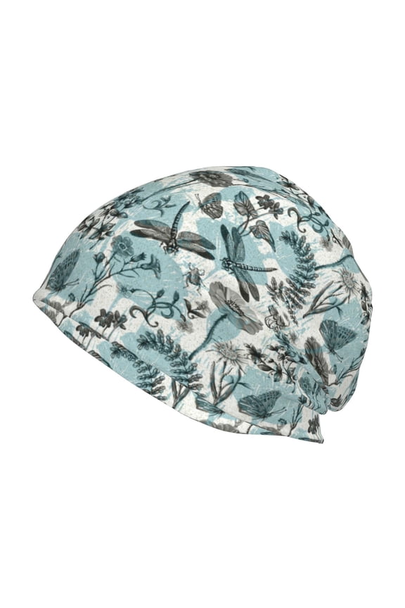 Flowers In Vintage Print Winter Beanie Hat for Men & Women,Warm Knit Cap,Women Windproof Watch Hat,Knit Warm Unisex Beanie