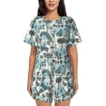 thumbnail image 1 of Fuzoiu Flowers In Vintage Print Women's Short-Sleeved Pajama Set,Lounge Sleepwear Set,Womens Pajama Sets 2 Piece,Button-Up Top and Shorts with Pockets-X-Large, 1 of 1