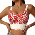 thumbnail image 1 of Fuzoiu Flowers Red Beige Print Women's Sports Vest,U-Back Sports Tank,Gym Vests,Athletic Sleeveless Shirts,Exercise Undershirts,Yoga, Gym, and Dance Wear-Large, 1 of 8
