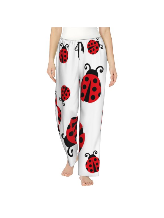 Fly Flying Ladybug Print Women's Pajama Pants,Lounge Pants with Drawstring and Pockets, Casual Pjs Sleep Bottoms, Women's Sleep Pants-X-Large
