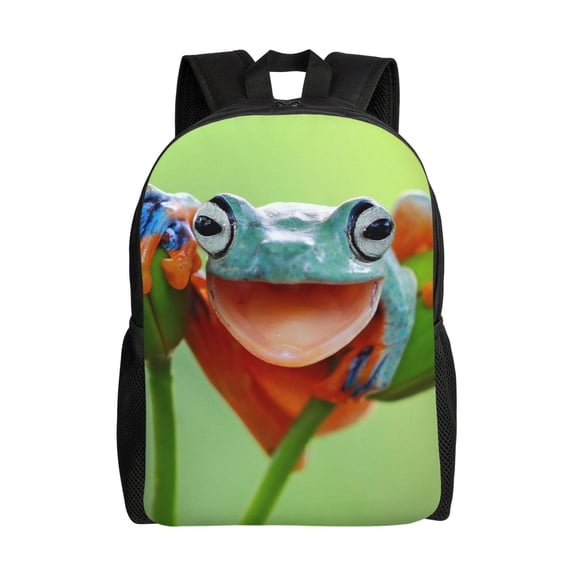 Fuzoiu Flying Frog On Branch Print Laptop Backpack,Work Business Backpacks, Large Capacity Nurse Bag College Bookbag for School, Waterproof Casual Daypack for Travel