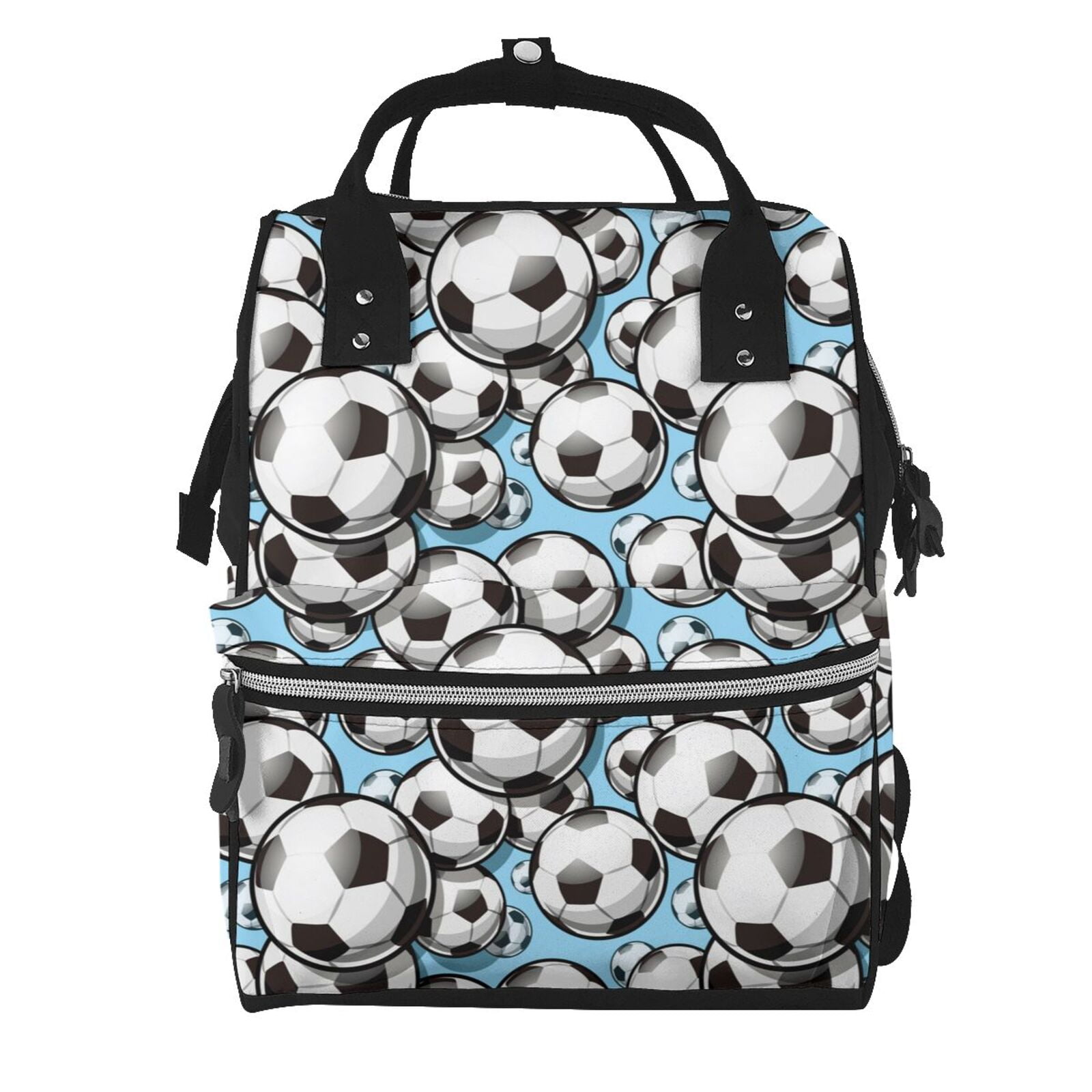 Fuzoiu Football Soccer Ball Print Diaper Bag Backpack,Baby Essentials Travel Tote,Multi function Waterproof Diaper Bag, Travel Essentials Baby Bag - Unisex