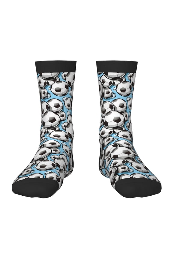 Football Soccer Ball Print Kids Socks For Boys Girls,Grip Crew Socks with Non Slip,Lightweight Stretch Crew Socks,Toddlers Crew Boot Socks