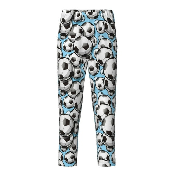 Fuzoiu Football Soccer Ball Print Teenagers' Pajama Pants,Lounge Pants with Elastic Waistband and Pockets,Long Pajama Pants for Boys and Girls-Large