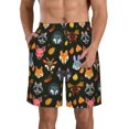 thumbnail image 1 of Fuzoiu Forest Animal Faces Print Men's Beach Shorts,Men's Swim Trunks,Quick Dry Board Shorts with Pockets,Men's Bathing Suits for Surfing, Running, and Casual Wear-Large, 1 of 6