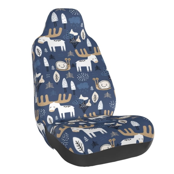 Fuzoiu Forest Elk Print Elastic Car Seat Covers, Seat Cover Protector,Universal Fit Interior Covers for Most Cars,Washable Seat Cover Non Slip for SUV,Sedan,Van