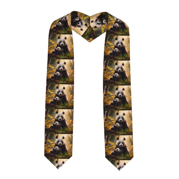 Fuzoiu Forest Panda Print Graduation Sash,Graduation Stole,Unisex Adult Graduation Stole Shawl 91" Long,for Academic Commencements Shawl-Sharp Corner
