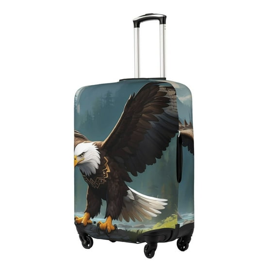 Fuzoiu Forest River Bald Eagle Print Suitcase Cover,Washable Luggage Covers for Suitcase,Elastic Luggage Protector Cover,Scratch Resistant Travel Suitcase Covers-Large