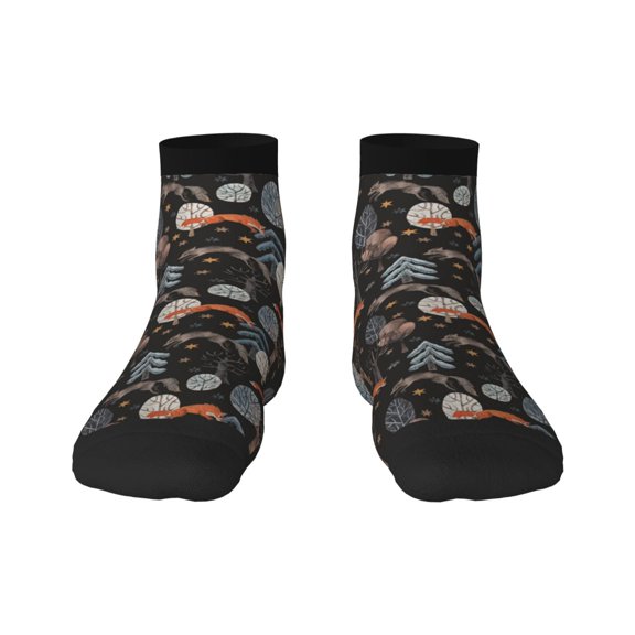 Fuzoiu Fox In The Forest Print Adult Socks, Crew Moisture-wicking Socks, Unisex Cushion Crew Socks,Casual Sports Ankle Socks