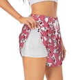 thumbnail image 1 of Fuzoiu French Bulldog And Heart Print Women's Athletic Shorts, Double-Layer Running Shorts with Pocket,Women's Workout Shorts for Yoga, Gym, and Workouts-Small, 1 of 7