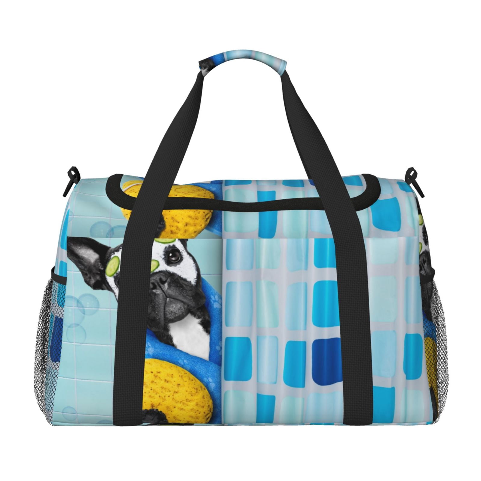 Fuzoiu French Bulldog Dog in a Bathtub Print Travel Duffle Bag,Carry On Tote Bags,Duffel Bag,Sport Gym Bag, Hospital Bag for Labor and Delivery, Overnight Bag,Luggage Bag