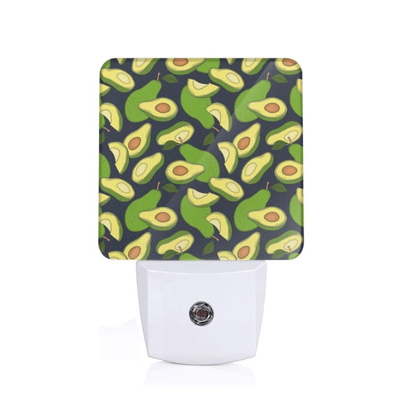 Fuzoiu Fresh Avocado Print Dusk to Dawn LED Night Light with Light Sensor, Energy-Efficient Touch-Safe Night Lamp for Home, Office, and Kids' Rooms-US