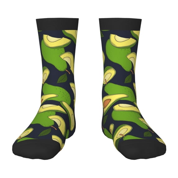 Fuzoiu Fresh Avocado Print Kids Socks For Boys Girls,Grip Crew Socks with Non Slip,Lightweight Stretch Crew Socks,Toddlers Crew Boot Socks