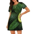 thumbnail image 1 of Fuzoiu Fresh Avocados Print Women Nightgowns, Soft Comfy Lightweight Short Sleeves Sleepwear,Crew Neck Loungewear, 1 of 6