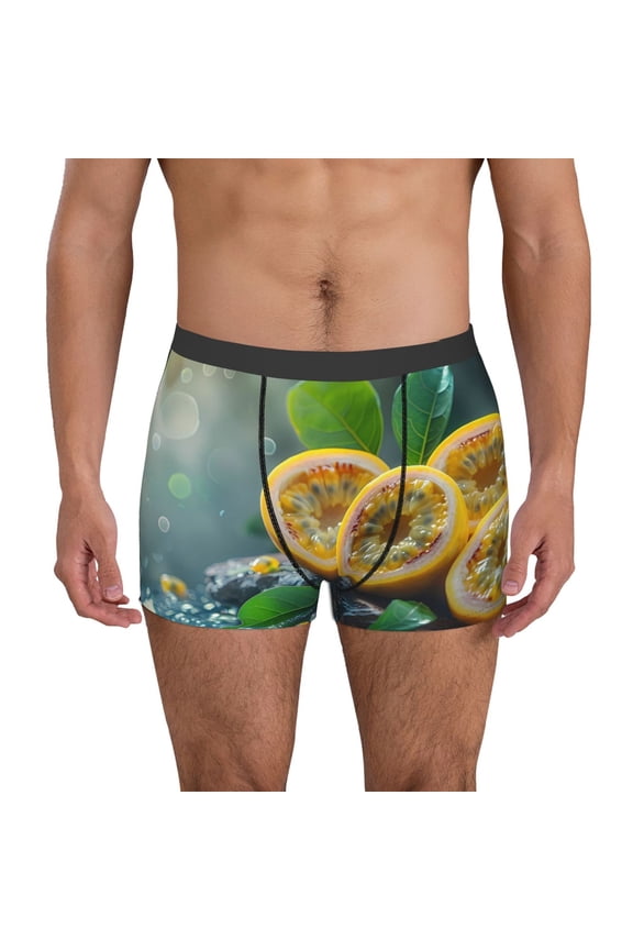 Fresh Passion Fruit Still Life Print Men's Ultra Breathable Underwear,No Riding Up Boxer Briefs with ComfortFlexible Waistband-Large