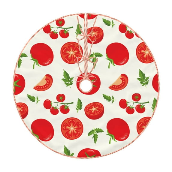 Fuzoiu Fresh Red Tomato Print Christmas Tree Skirt,Xmas Christmas Decorations,Xmas Tree Mat for Farmhouse Holiday New Years Home Party Decor Tree Rugs-36"
