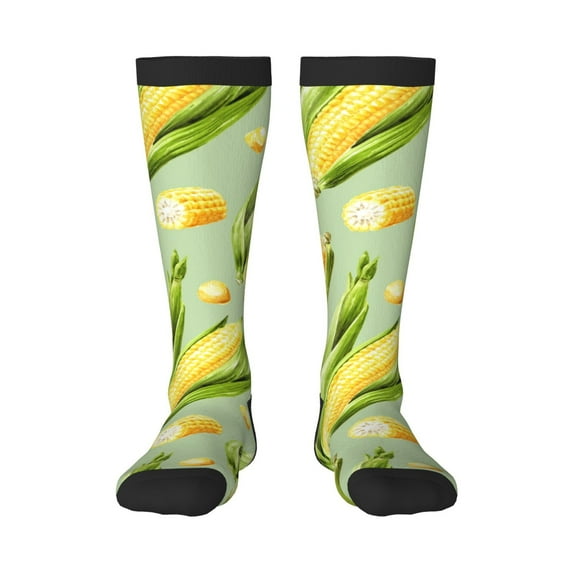 Fuzoiu Fresh Sweet Corn Print Adult Stockings,Crew Socks,Unisex Fashion Socks, Casual Sports Socks,Comfortable Crew Socks for Everyday Wear and Sports