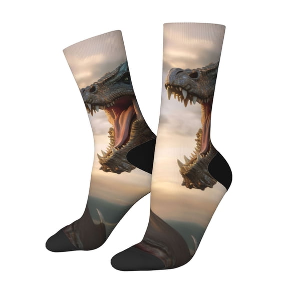 Fuzoiu Friendship Dragon Print Athletic Crew Socks for Men & Women,Casual Crew Socks,Above Ankle Crew Socks for Business, Casual