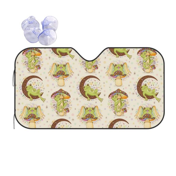 Fuzoiu Frogs Print Car Windshield Sun Shade,Block Uv Rays Sunshade,Foldable Front Window Sun Visor Protector for Car,SUV,Truck-Keep Vehicle Cool-Frogs