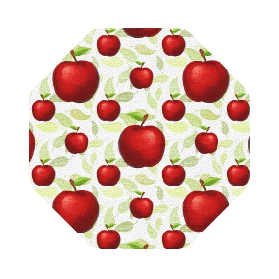 Fuzoiu Fruit Apples Print Leather Coasters Set,Drink Coasters Set of 6,for Tabletop Protection, Durable PVC Coasters,Home Décor and Housewarming Gift,Octagon