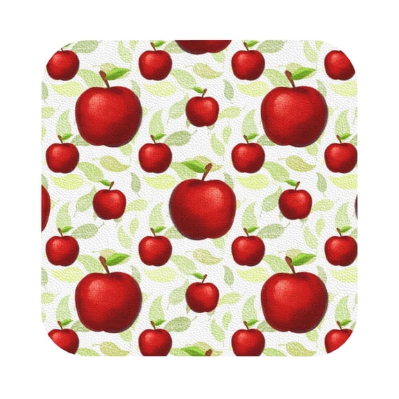 Fuzoiu Fruit Apples Print Leather Coasters Set,Drink Coasters Set of 6,for Tabletop Protection, Durable PVC Coasters,Home Décor and Housewarming Gift,Square