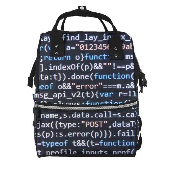 Fuzoiu Function Source Code Print Diaper Bag Backpack,Baby Essentials Travel Tote,Multi function Waterproof Diaper Bag, Travel Essentials Baby Bag - Unisex
