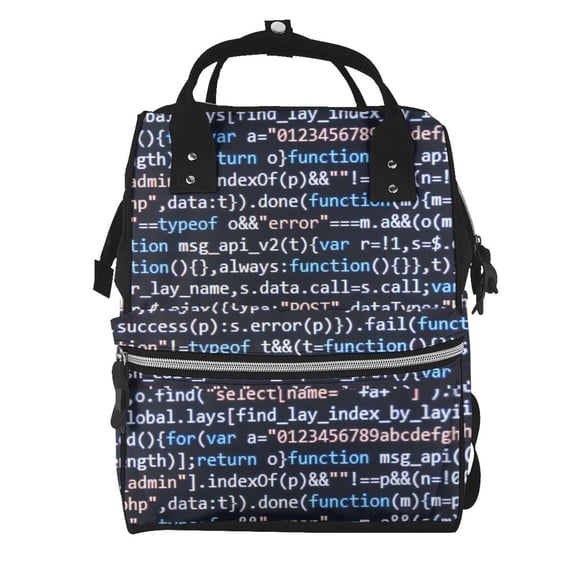 Fuzoiu Function Source Code Print Diaper Bag Backpack,Baby Essentials Travel Tote,Multi function Waterproof Diaper Bag, Travel Essentials Baby Bag - Unisex