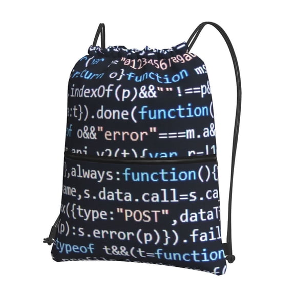 Fuzoiu Function Source Code Print Drawstring Backpack Water Resistant String Bag Sports Sackpack Gym Sack for Men Women