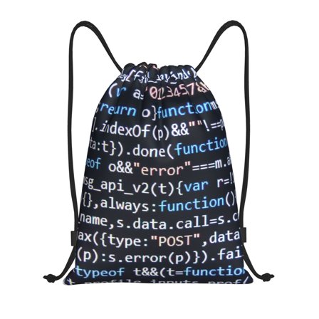 Fuzoiu Function Source Code Print Drawstring Backpack for Gym, Travel, Yoga,Sports Sackpack String Bag for Women Men-Small