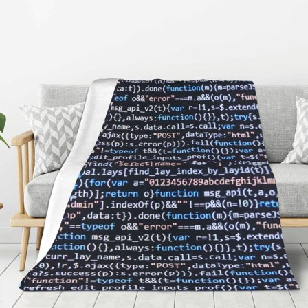 Fuzoiu Function Source Code Print Flannel Throw Blanket,Light Weight Warm Decorative,Throw Blanket Cover for Sofa, Couch, Bedroom,Travel-40"x30"