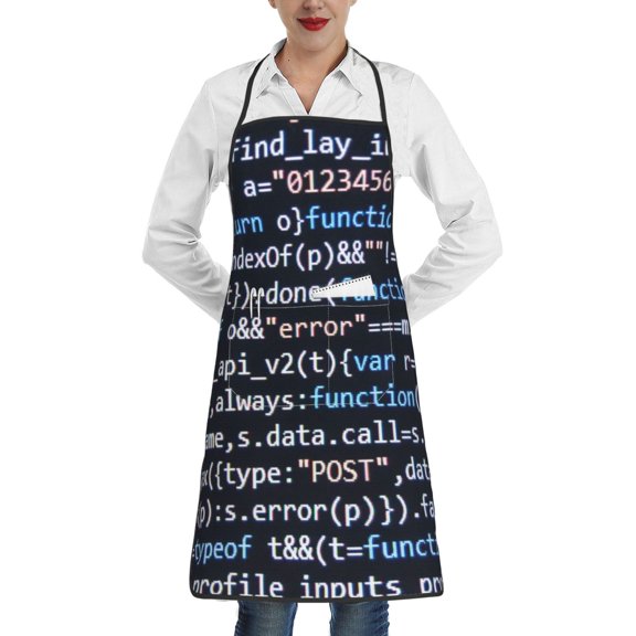 Fuzoiu Function Source Code Print Kitchen Cooking Aprons,Kitchen Cooking BBQ Aprons,Chef Apron with 2 Pockets for Men Women,Art Aprons for Painting Pottery Ceramics