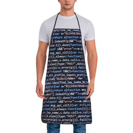 Fuzoiu Function Source Code Print Waterproof Apron, Kitchen Apron for Women Men Chef, Apron for Christmas Dinner Party Cooking Baking Crafting House Cleaning Kitchen