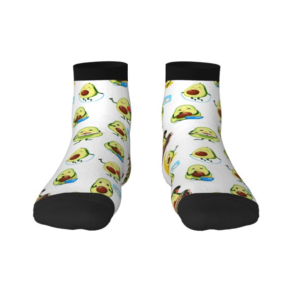 Fuzoiu Funny Avocado In Mexican Clothes Print Adult Socks, Crew Moisture-wicking Socks, Unisex Cushion Crew Socks,Casual Sports Ankle Socks