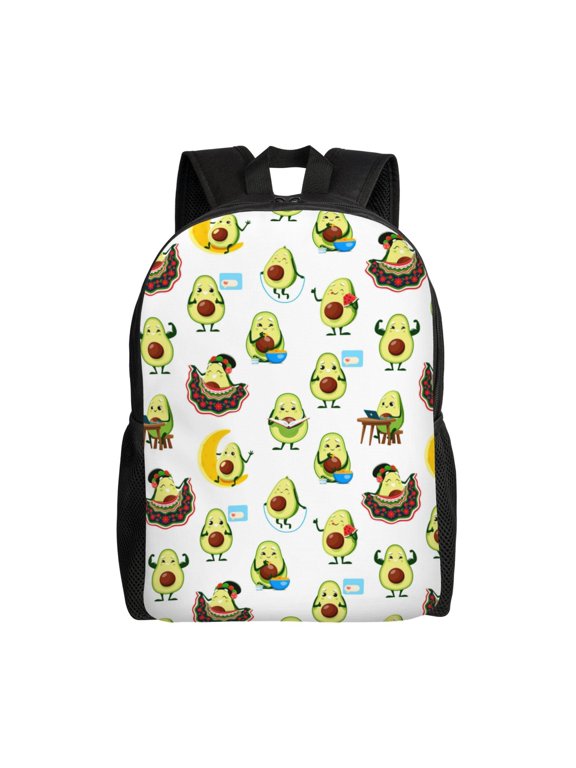 Funny Avocado In Mexican Clothes Print Laptop Backpack,Work Business Backpacks, Large Capacity Nurse Bag College Bookbag for School, Waterproof Casual Daypack for Travel